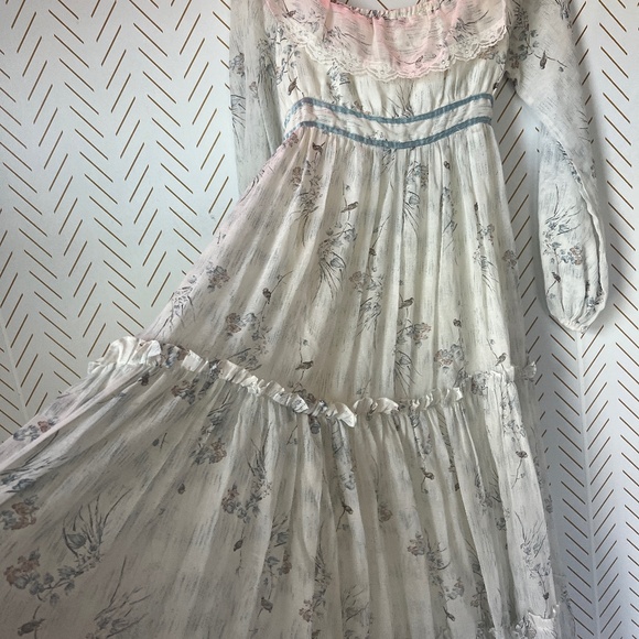 Gunne Sax Dresses & Skirts - VTG RARE Gunne Sax Jessica McClintock Victorian Boho Floral Lace Boho Dress Maxi